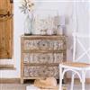 DEGHI Cassettiera 85x85h cm in legno di mango con 3 cassetti intagliati a mano - Sintra
