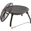 EMPOTEC Barbecue Braciere con Griglia Cromata di Empotec da Esterno con Coperchio Parascintille Piedini Pieghevoli Carbonella Legna Cottura Borsa Porta BBQ Attizzatoio 77x77x40 cm