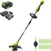 Greenworks Tagliabordi e Bordatore 2-in-1 senza fili 24V Brushless, 33cm con Filo e 20 Lame in Plastica, per Cura del Prato, Erbacce Resistenti e Bordatura, con Batteria 4Ah e Caricabatterie