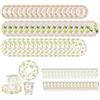 Generic 96 tazze da tè e piattini in carta con motivo floreale, usa e getta, con manico e piatti, per feste del tè, compleanni, baby shower, matrimoni, festa della mamma