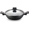 ROYALTY LINE, Pentola bassa in alluminio forgiato con rivestimento in marmo, compatibile con gas, elettrico, ceramica, alogena, induzione - 28 cm, colore marmo