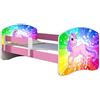 ACMA Letto per bambino Cameretta per bambino con materasso Cassetto ACMA II ROSA (18 Il pony arcobaleno, 160x80 cm)