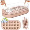 PKBD Vassoio Cubetti Ghiaccio con Coperchio e Cestino, Stampi per Cubetti Ghiaccio in Silicone Pressione 18PCs, Facile Rilascio, Riempimento Senza Toccare, Vassoio per Cocktail Whisky, Caffè, Rosa