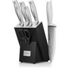 FOHERE Set Coltelli da Cucina Professionale con Tecnologia Avanzata di Affilacoltelli, 7 Pezzi, Coltelli da Cucina in Acciaio Inossidabile, Ceppo Coltello in Legno, Forbici da Cucina