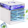 Micacorn Raffreddatore Portatile, Micacorn Personale Condizionatori, 4 in 1 Air Cooler USB Ventilatore Evaporativo Umidificatore D'aria Purificatore 3 Velocità 7 Colori Luce per Casa Ufficio (WHITE)