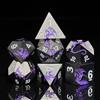 HNCCESG - Set di dadi in metallo poliedrici, 7 pezzi, drago, metallizzati, per giochi di ruolo da tavolo come Dungeons e Dragon RPG (nero e viola)