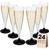 MA MAISON Flute da Champagne 100 ml Eleganti Calici in Plastica Riutilizzabili, Resistenti, Trasparenti, Riciclabili - Flute per Feste Calici di Vino- Bicchieri Lavabili Colorati (Base Nera - 24 Pz)
