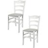 t m c s Tommychairs - Set 2 sedie modello Cuore per cucina bar e sala da pranzo, robusta struttura in Legno di faggio laccato bianco e seduta rivestita in tessuto colore grigio perla