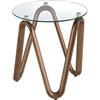 AC ANGEL CERDÁ Ángel Cerdá - Tavolo angolare rotondo in vetro temperato e noce - Tavolo angolare da soggiorno moderno ed elegante - Tavolino da soggiorno versatile - Resistente e funzionale - 50 x 51 cm