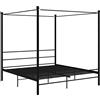 vidaXL Letto a Baldacchino Nero in Metallo 180x200 cm