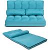 GYMAX Divano Pieghevole a Terra, 6 Posizioni Regolabili dello Schienale, con 2 Cuscini Rimovibili e Lavabili, per Soggiorno, Camera da Letto, 180x113x15-61 cm (blu)