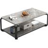 Relax World Tavolino Basso Sala da Pranzo,Caffè 2 Livelli Luxury Struttura in Metallo Ripiani in Legno Effetto Marmo,Tavolo Moderno da Salotto Divano,Dimensioni L100xP48xH43 cm (Nero e Grigio Chiaro)