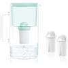 Wessper Caraffa Filtrante 2,5 litri, set di caraffa filtrante vetro con 2 filtri classic, caraffa acqua compatibile con Brita Classic, Dafi Classic - Menta