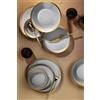 Hermia Concept Elegante set da 16 pezzi, 100% porcelain, grigio e oro, include 4 piastre di servizio (25 cm), piatti (20 cm), ciotole (14 cm), Mug (8 cm) | Stylish & Sophisticated Dining Experience