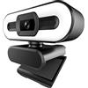Generic Webcam 1080P Full HD Web Camera integrata Anello regolabile Luce messa a fuoco fissa Lente ottica Microfono USB Computer Camera Plug and Play per PC Desktop Laptop Videochiamate Conferenze Live