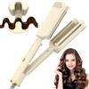 AISEELY Ferro Arricciacapelli 32MM, Piastra Onde per Capelli 3 Cilindri, 4 Temperature Regolabil (160℃-220℃),Antiscottature, Perfetto per Principianti e Professionisti - Bianco Panna