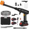 WingFly Idropulitrice a Batteria Portatile, Idropulitrici Professionale con 2 Batteria e Accessori Per Pulizie Esterni Giardino Auto, Tubo da 5 Metri (Nero)