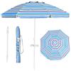 RELAX4LIFE Ombrellone da Spiaggia diametro 220 cm con Vassoio, Ombrellone da Mare Inclinabile a 8 Stecche con Air Vent, Non Base, Non Base, Protezione solare e impermeabile, Borsa di Trasporto Inclusi