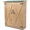 RELAX4LIFE Armadio da Esterno/Capanno Cassetta da Giardino 140×50×162 cm, da 1,1 m³ con 3 Ripiani e 2 Porte con Serratura/Chiavistelli, in Legno, Tetto Antipioggia