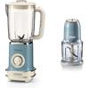 Ariete 568 Frullatore Vintage - Frullatore con 500 watt e tazza graduata da 1,5 litri, 2 velocità + pulse, colore Celeste pastello & 438, Tritatutto Vintage, Tritaghiaccio, 2 velocità