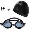 SNZ Occhialini Nuoto Adulti 4 Pezzi con Cuffia Professionale - Lenti Antiappannamento & Vista Ampie, Silicone Morbido Regolabile per Uomo/Donna, Inclusi Tappi Orecchie e Fermanaso
