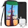 kwmobile Custodia in neoprene con zip per smartphone XL - 6,7/6,8 - Astuccio portacellulare a sacchetto con cerniera - Borsa verticale - civette albero multicolore/blu/marrone