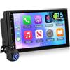 NHOPEEW Autoradio 2 DIN 4+64G con sistema Android 15 - Radio da 7 pollici con CarPlay e Android Auto wireless, supporto WiFi, GPS, Mirror Link, comandi al volante + telecamera posteriore