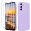 YXKJ - Cover per Samsung Galaxy A35 5G con 2 Pezzi Vetro Temperato, Custodia Silicone Liquido con Morbida Microfibra, [Tocco Setoso] [Antiurto] [AntiGraffio] - Viola