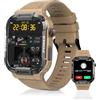 Carneedi Smartwatch Uomo Militare, Chiamata Bluetooth, 110+ Modalità Sport, Cardiofrequenzimetro da Polso, Activity Tracker Sportivi Contapassi Cronometro per Android iOS (Giallo)