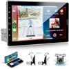 VECHTEL Autoradio 1 Din con Carplay Android Auto, Regolazione Schermo Tattile da 10.1 Pollici IPS Stereo Auto supporto Bluetooth, Radio FM, Mirror Link, GPS, 2USB, SWC, MIC, Telecamera Posteriore