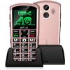 artfone A400 Telefono Cellulare per Anziani 4G, Tasti Grandi, Volume Alto, Fotocamera 2MP, Pulsante SOS, Doppia SIM, Base Ricarica, Display 2,4, USB-C, Radio FM, Torcia Oro rosa