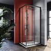 SONNI Porta doccia nera 80 x 100 cm, cabina doccia angolare senza piatto doccia, vetro di sicurezza, porta scorrevole angolare