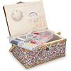 Navaris Scatola Kit Cucito - Valigetta Sarta Professionale 76 Accessori Ricamo - Forbice Ago Spilla Bottone Rivetto Automatico Rocchetto Filo Maglia