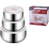 imposyu 3 Pezzi Contenitori Acciaio Inox per Alimenti con Coperchio Portapranzo Acciaio Inox Ciotole da Cucina Multifunzionali per Alimenti, Frutta, Insalate