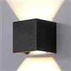 DAWALIGHT Lampada da Parete Su Giù Applique LED Cubo Regolabile 12W 925LM 3000K Lampada Muro Quadrata IP65 Impermeabile Moderne Alluminio Applique Esterno per Giardino Corridoio, Nero