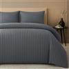 Pamposh Set copripiumino king size a righe satinate, qualità alberghiera, biancheria da letto ipoallergenica ultra morbida in microfibra