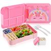 JYPS Porta Merenda Bambino, 1330ml Porta Pranzo Bambini, Lunch Box Bambina Con 6 Scomparti, Portamerenda Bambina Per Scuola, Portavivande Con Posate, Bento Box Senza BPA (Unicorno)
