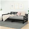Festnight Divano Letto, Letto Estraibile, Divano Letto 2 Posti Dormeuse Estraibile, Struttura Letto in Legno Massello di Pino Nera 2X(90x200) cm