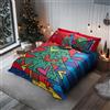Happidea Romero Britto,Copripiumino e Federe, Singolo, 100% Cotone, Made in Italy, Disegno Pine, Natalizio Albero, Sacco Copripiumino 155x200Cm+40Cm Patella + 1 Federa 50x80Cm + Fodera Cuscino Arredo