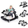 FANTASK Girello 4 in 1 con altezza e velocità regolabili, Baby Walker con scatola musicale, luce e ruote, per bambini dai 6 mesi, portata 12 kg (grigio)