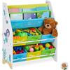 relaxdays Portagiochi Porta Giochi Bambini, Motivi Marini, 6 Box 2 Scomparti, Scaffale Libreria, HLP 74 x 62 x 31,5 cm, Colorato, Fibra di Legno, Set da 1