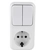 VoltShine Base schuko - Base con doppio interruttore, montaggio superficiale, ideale per collegamenti elettrici sicuri e funzionali