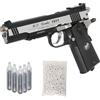 Generico Pistola Softair WG Combat 1911 CO2 Full Metal, Pistola a Pallini Scarrellante con 10 Bombolette CO2, 1000 Pallini 6mm, Pistole Softair, Airsoft, colore nero