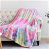 NEWCOSPLAY Coperta super morbida in finta pelliccia, per divano, color arcobaleno chiaro, sherpa, pelosa, calda, per divano letto (arcobaleno chiaro, copriletto, 127 x 152,4 cm)