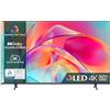 Hisense 50 QLED 4K 2023 50E77KQ, Smart TV VIDAA U6, Dolby Vision, HDR 10+, Game Mode PRO Plus, Alexa Built-in, VIDAA Voice, Tuner DVB-T2/S2 HEVC 10, lativù 4K