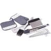 BIRAMBEAU, KIT BARBECUE: 8 spiedini in acciaio inox 25 cm + spazzola e raschietto + paletta XL in acciaio inox + guanto in cotone+presina in cotone + pinza per barbecue in silicone + tagliaverdure
