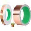 Lostwry 2 Pezzi Nastro Lamina Rame, Rame Foil Tape Nastro in Schermatura EMI Nastro in Rame Contro le Lumache Autoadesivo Protezione Contro le Lumache per giardino piante vasi fiori (30mmx20m+15mmx20m)