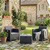 Dmora - Set salotto da esterno Neptune, Set da giardino con cuscini, Salottino indoor e outdoor effetto rattan, 100% Made in Italy, Antracite
