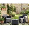 Dmora Salotto da Esterno Neptune, Set da Giardino con Cuscini, Salottino Indoor e Outdoor Effetto Rattan, 100% Made in Italy, Antracite