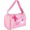 Alomejor Borsa da Danza Classica per Ragazze, Borsa da Balletto Sportiva da Palestra, Tracolla Regolabile Ricamata per Bambini (Viola, Rosa) ()